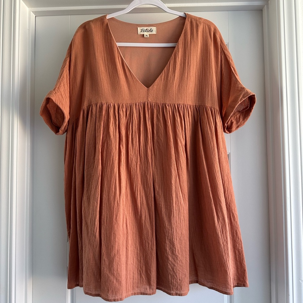 Listicle Peach Babydoll Dress